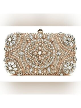Landry Encrusted Crystal Minaudiere Clutch - Rose Gold